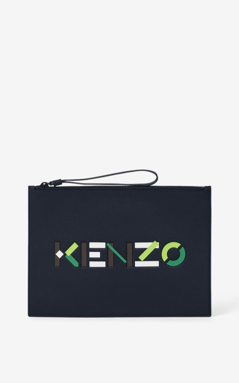 KENZO Logo large leather clutch 1
