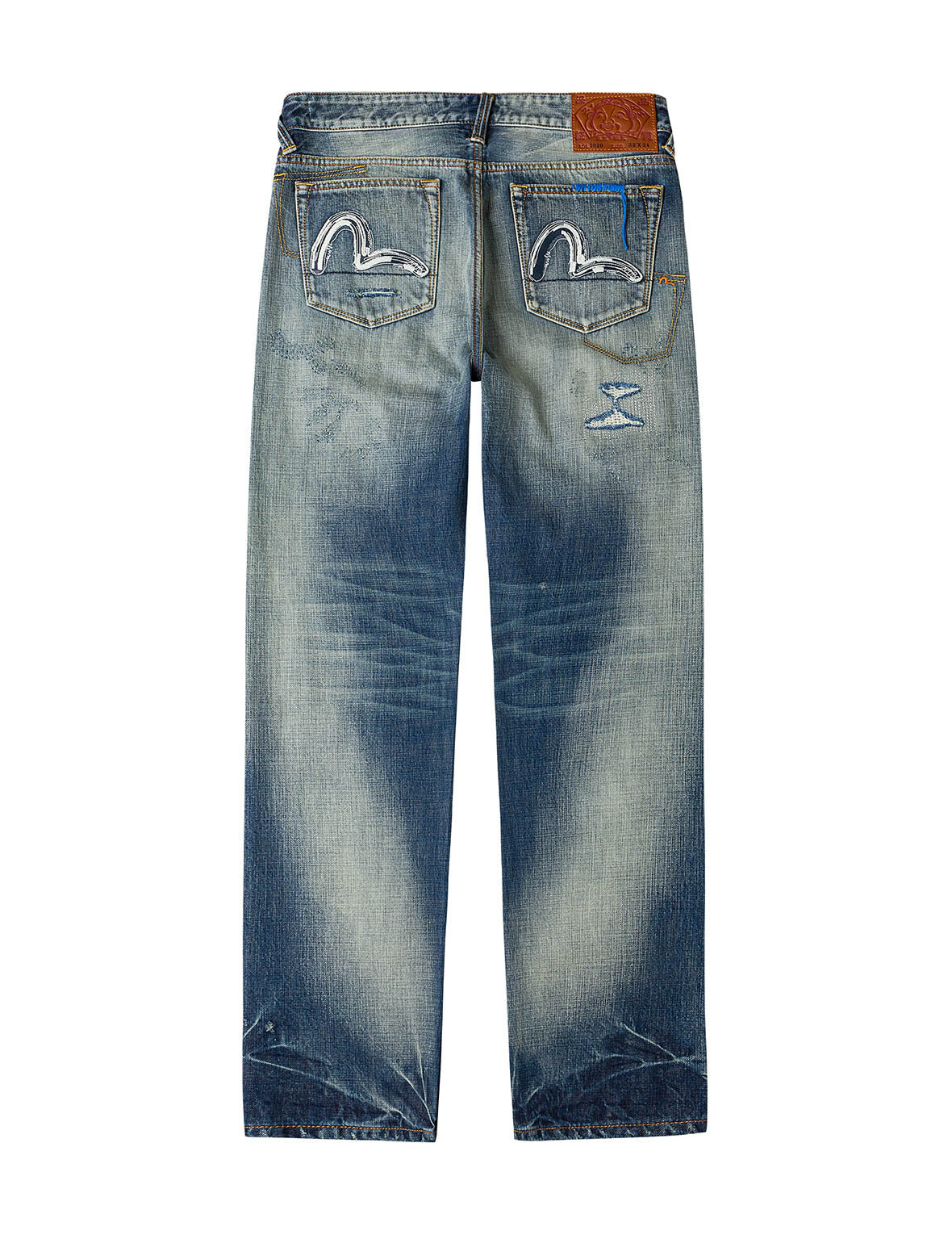 7-Pocket Design with Seagull Embroidery Washed Regular Fit Jeans #2000 - 15
