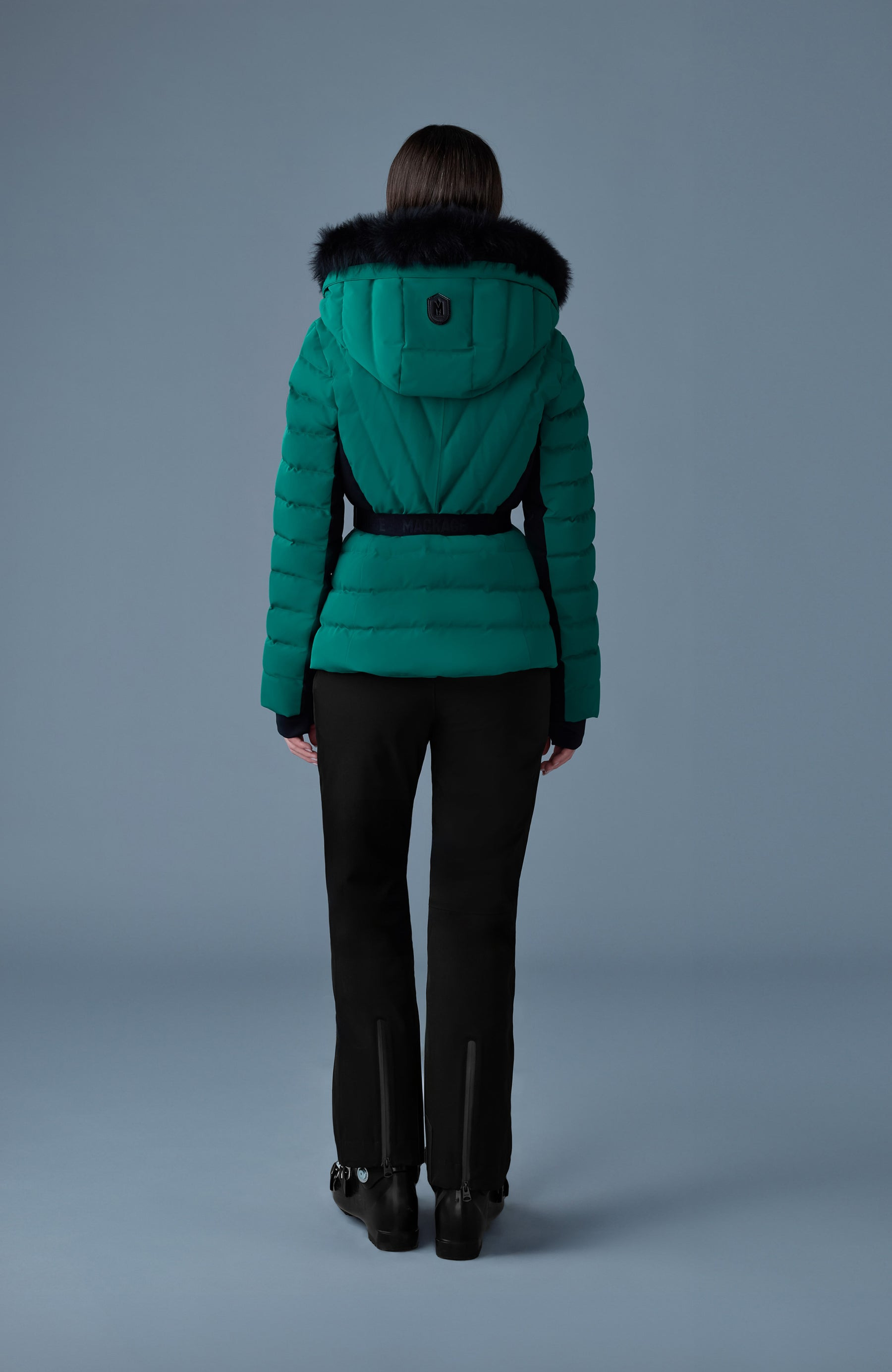ELITA-SH Belted down ski jacket with fur trimmed hood - 4