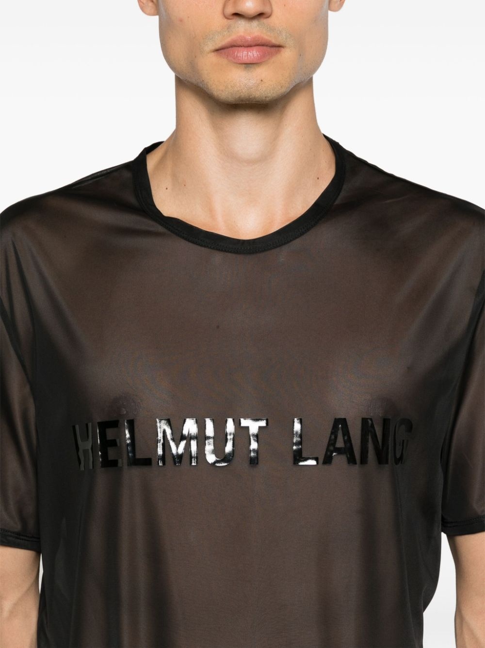 logo-appliquÃ© sheer T-shirt - 6