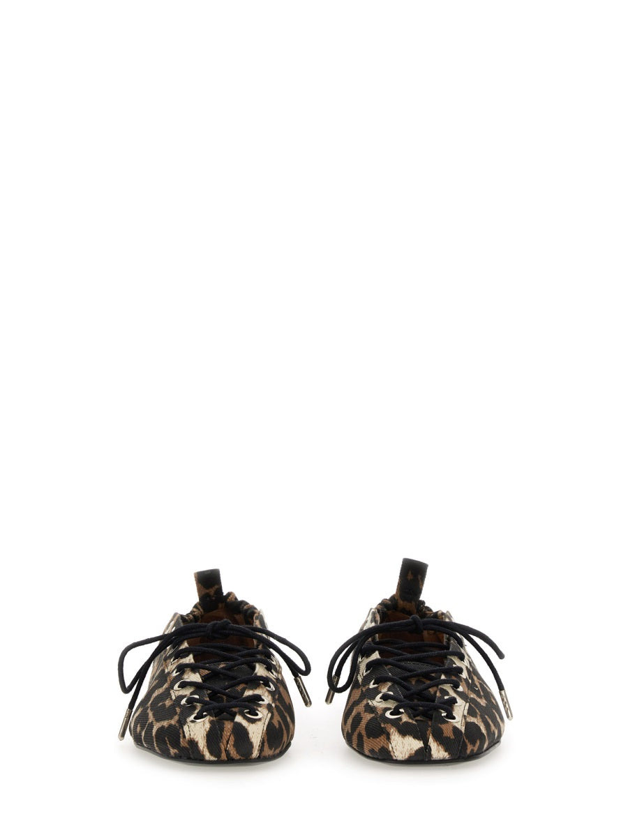 Ganni Women Lace-Up Ballerina - 4
