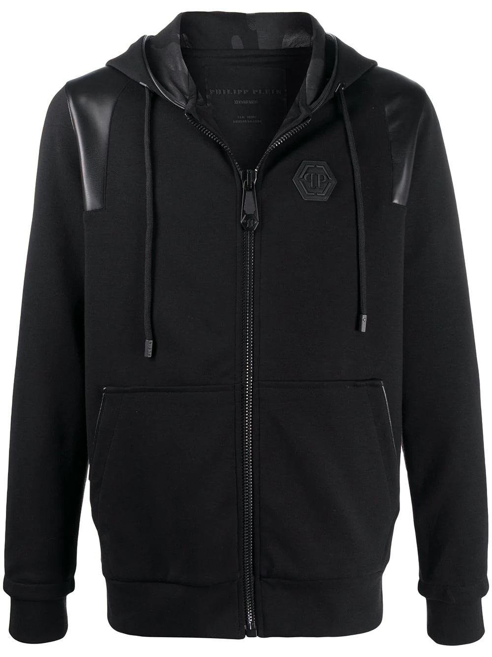 quilted croc-effect hoodie - 1