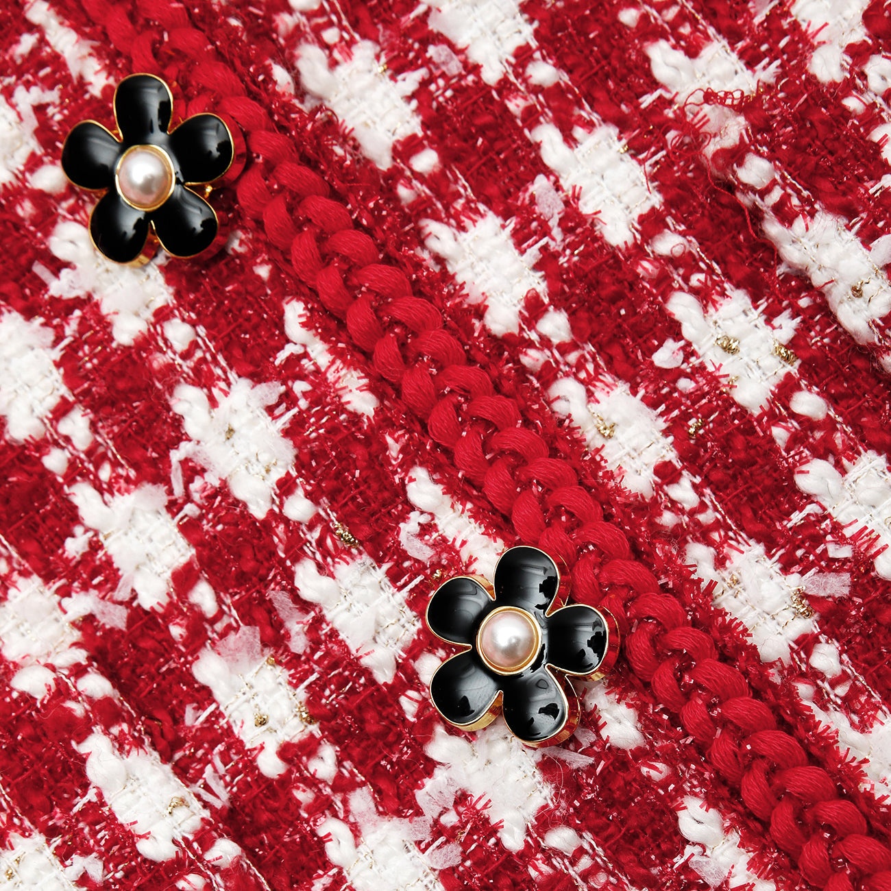 Red Check Boucle Cropped Jacket - 7