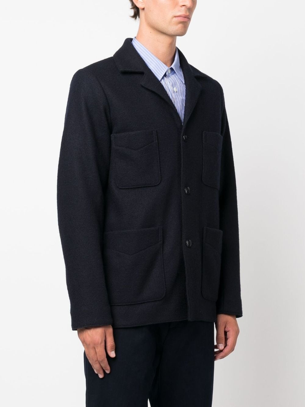 notched-collar wool shirt jacket - 3