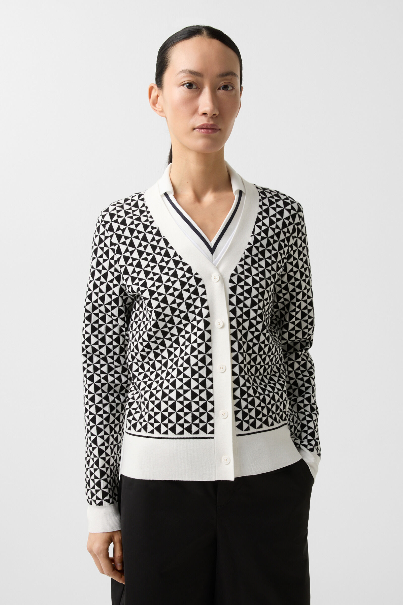 Knit jacket Ina in Black/Off-White - 2