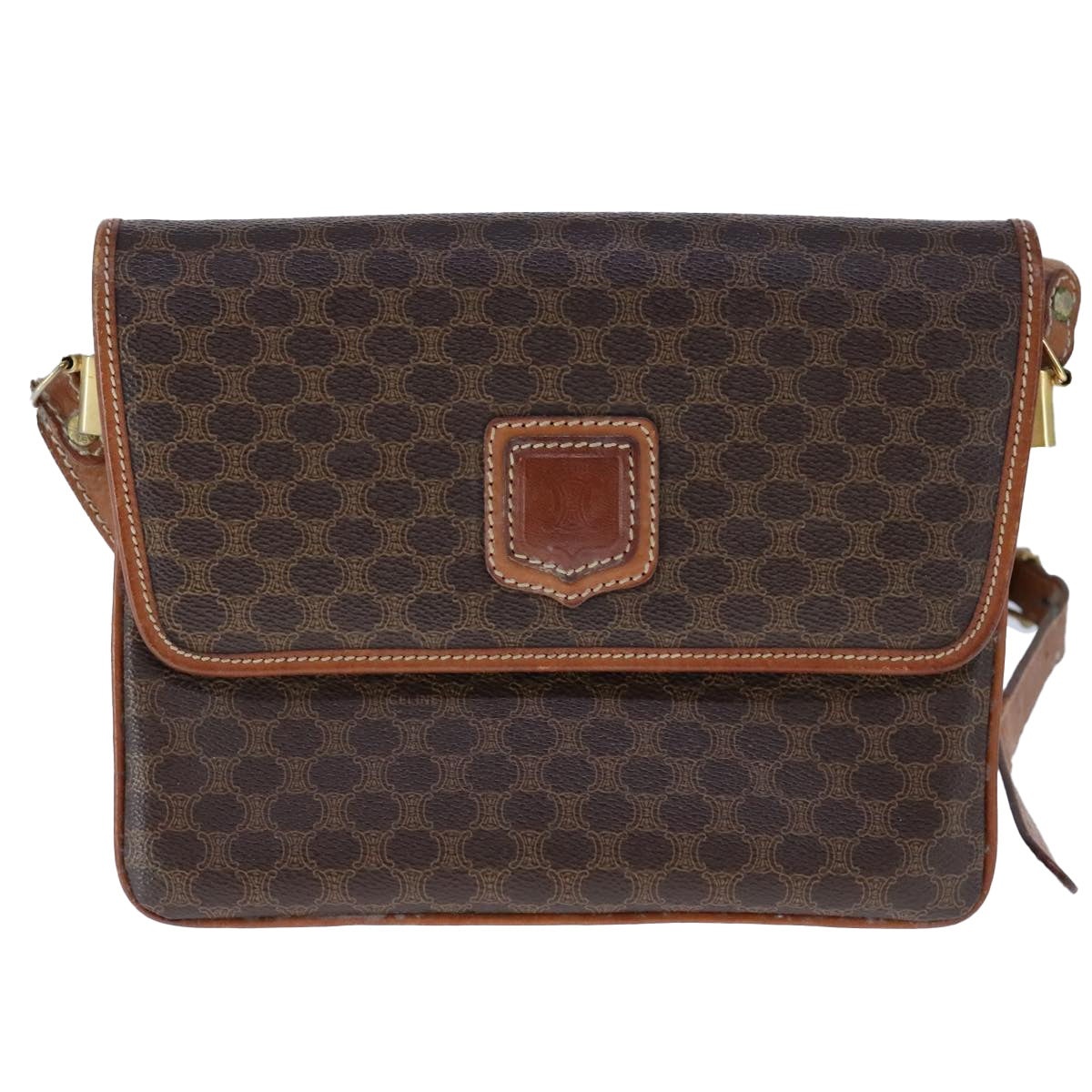 CELINE Macadam Canvas Shoulder Bag Pvc Leather Brown - 2