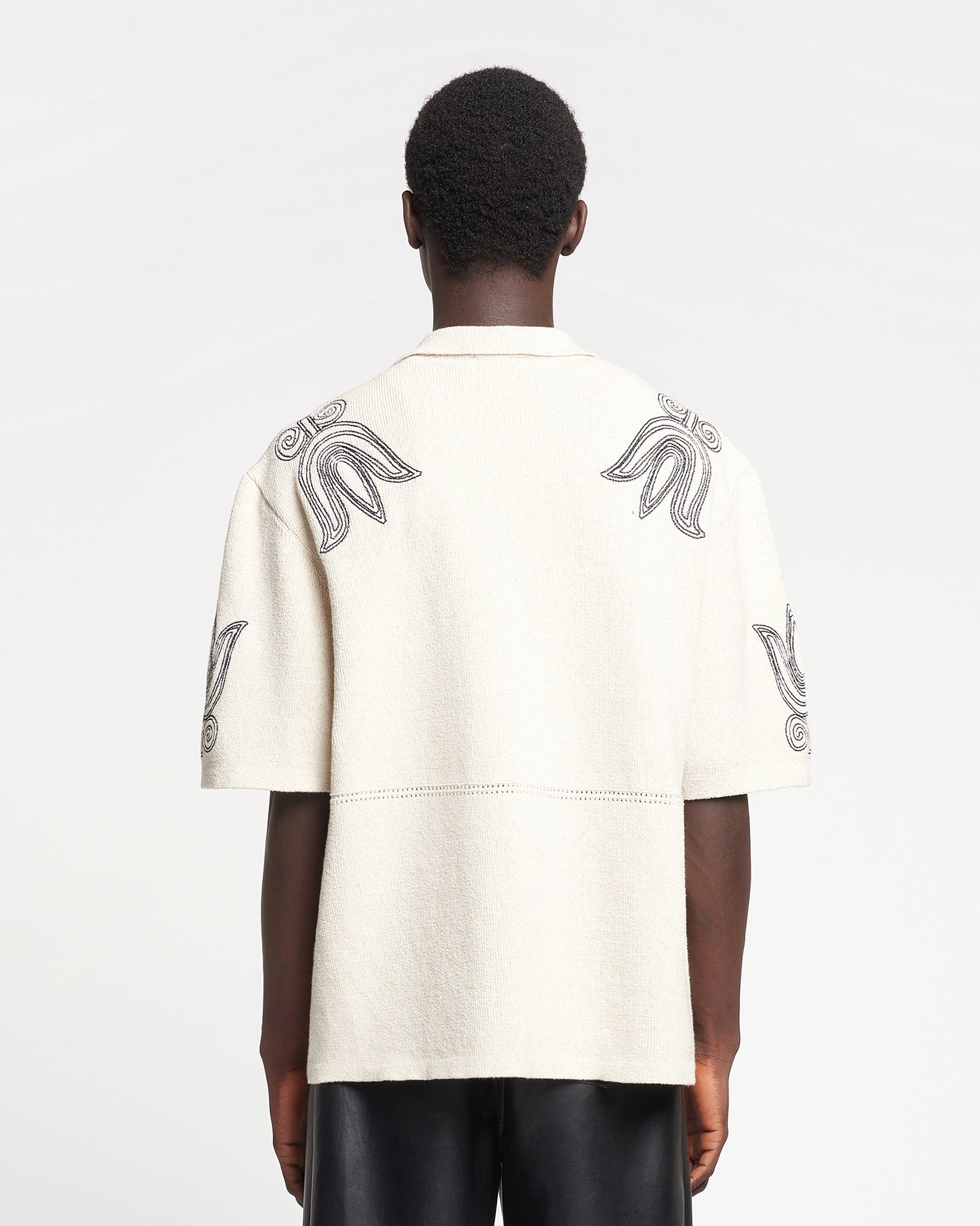 Embroidered Textured-Linen Camp Shirt - 3