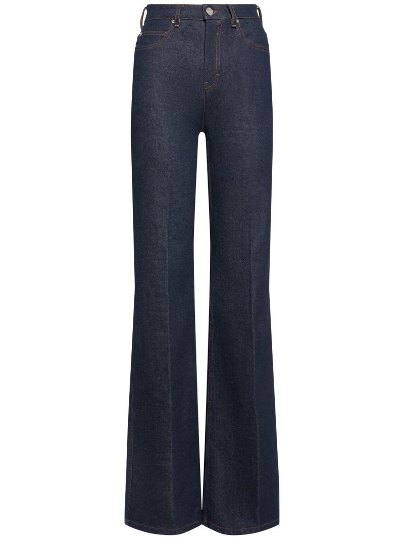 High rise flared cotton denim jeans - 1