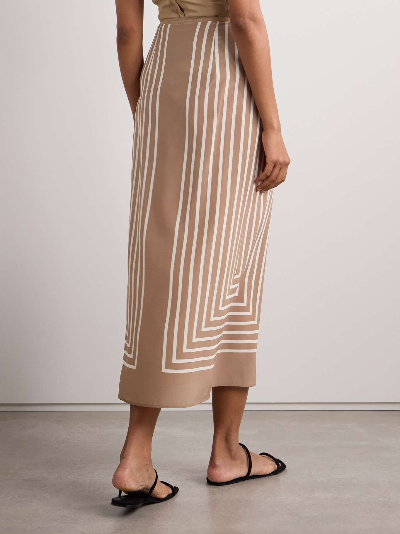 Striped silk-chiffon maxi wrap skirt - 3