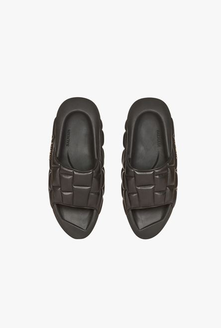 Black quilted leather B-IT mules - 4