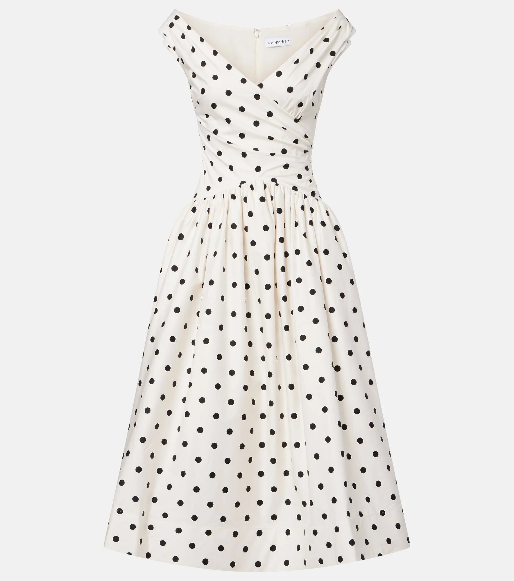 Polka-dot off-shoulder cotton midi dress - 1