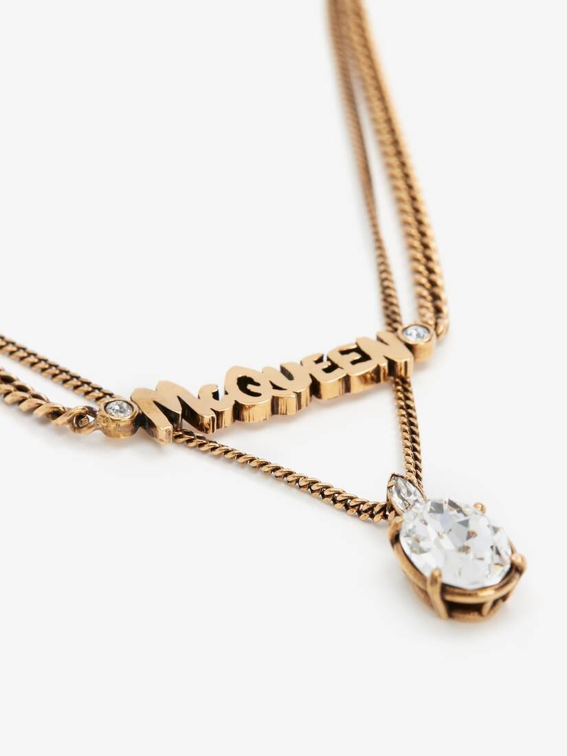 Mcqueen Graffiti Chain Necklace in Gold - 3
