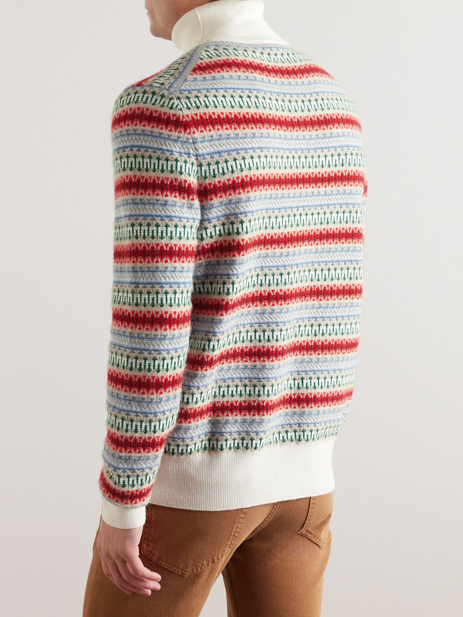 Fair Isle Cashmere Rollneck Sweater Cream - 3