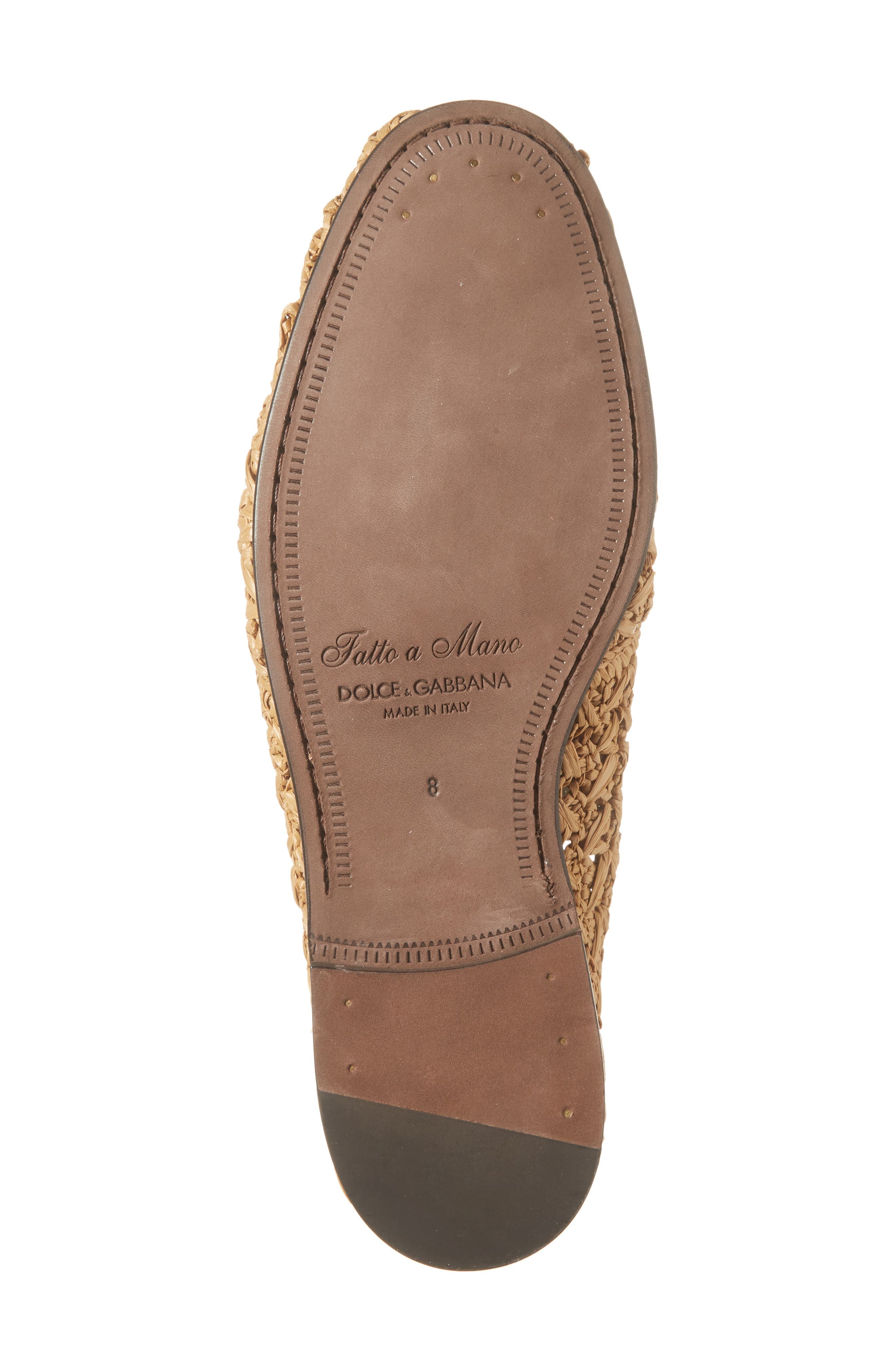 Dolce&Gabbana Raffia Lace-Up Loafer in Naturale/Cammello at Nordstrom - 6