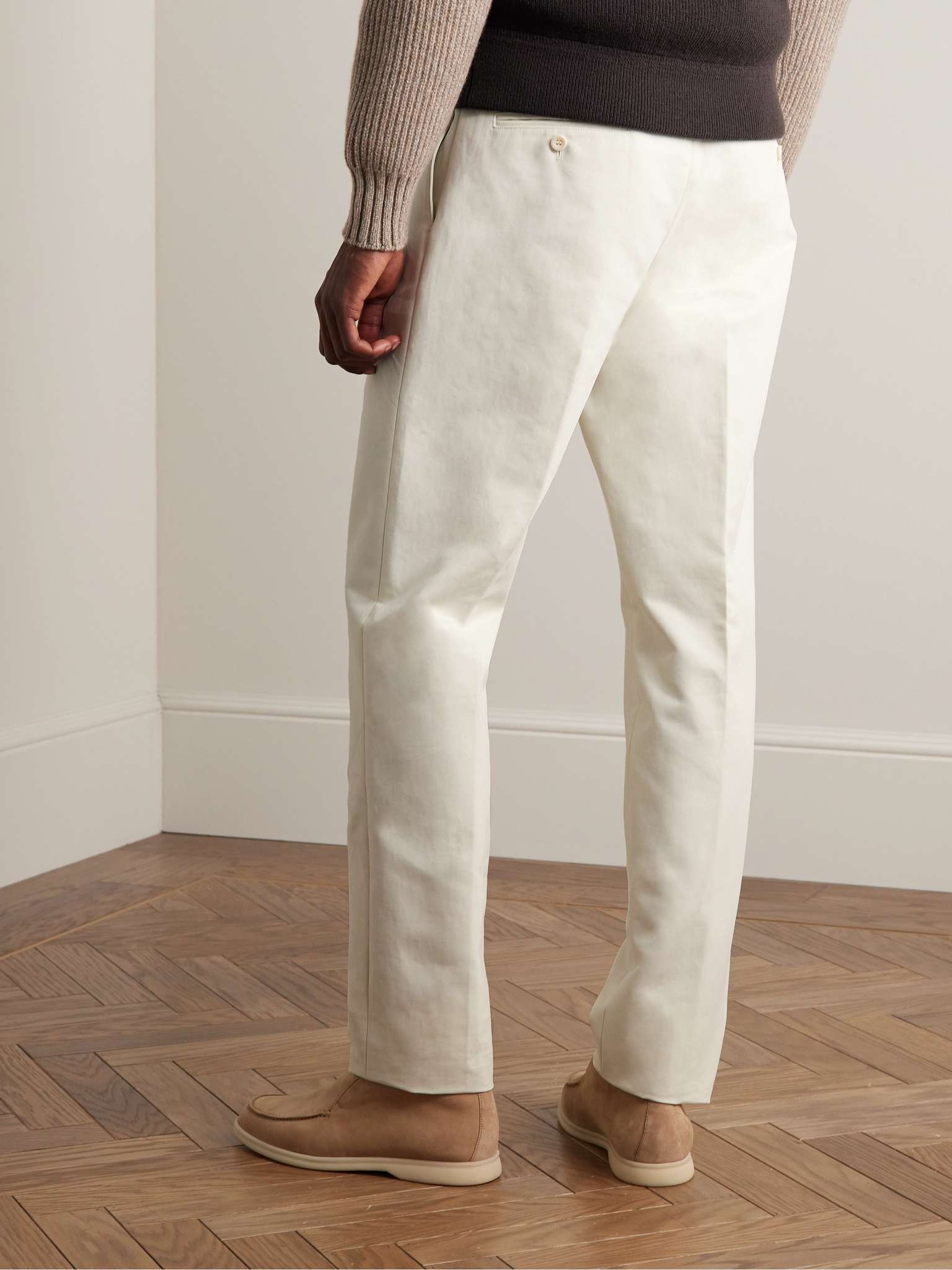 City Slim-Fit Tapered Pleated Double-Faced Cotton Trousers