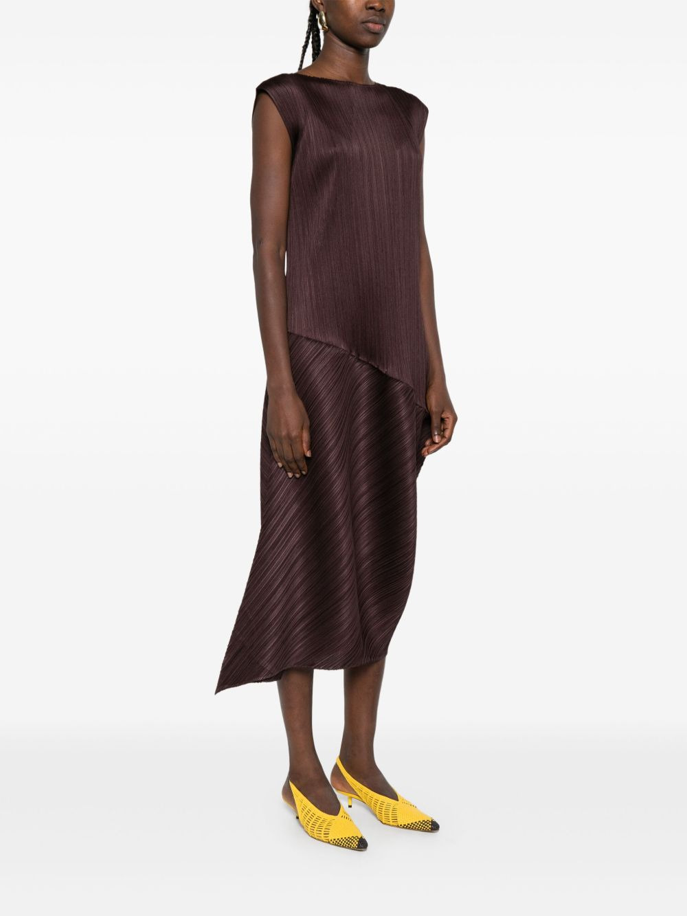 Leap pleated asymmetric midi dress - 3