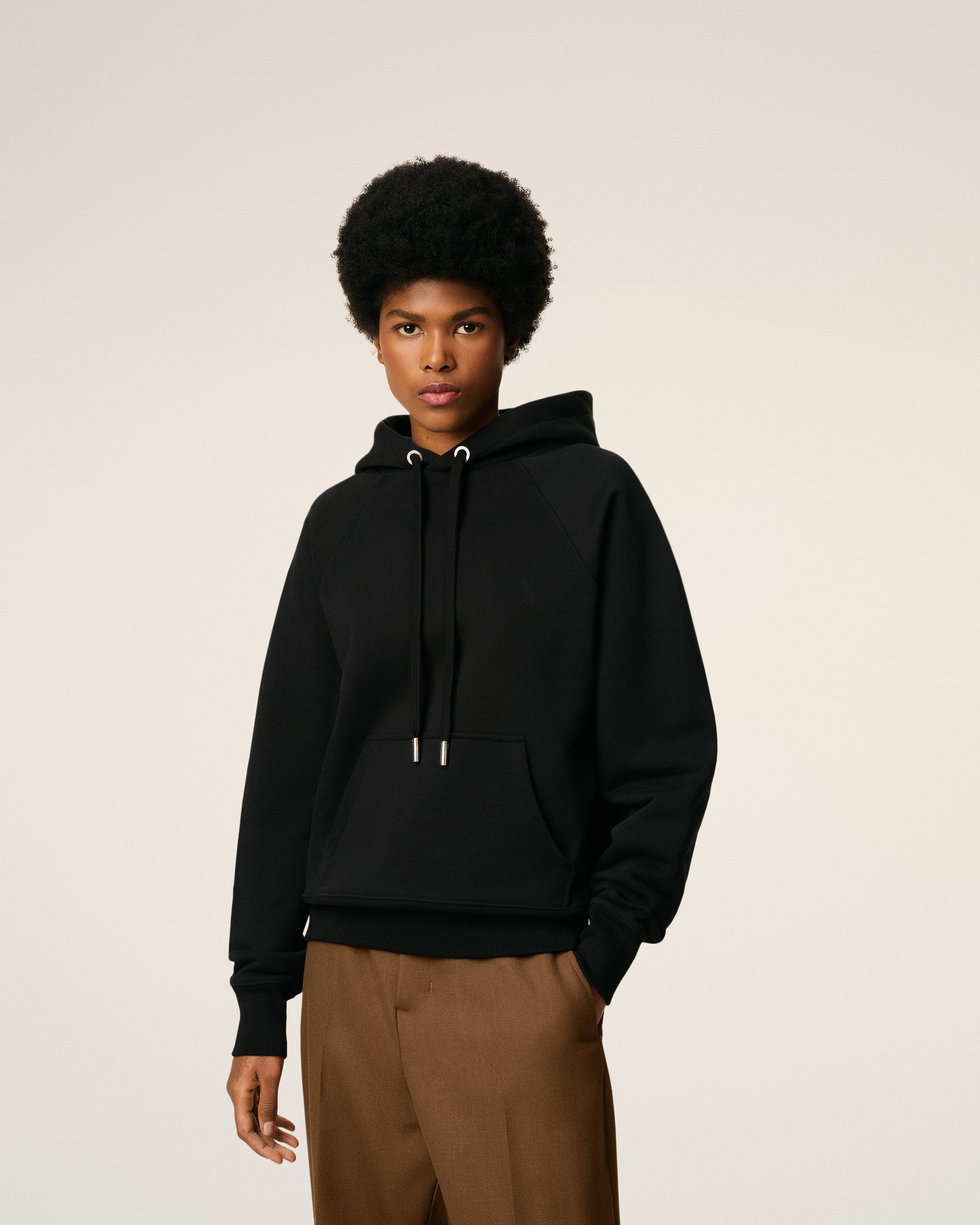 BLACK COTTON AMI DE COEUR HOODIE - 3