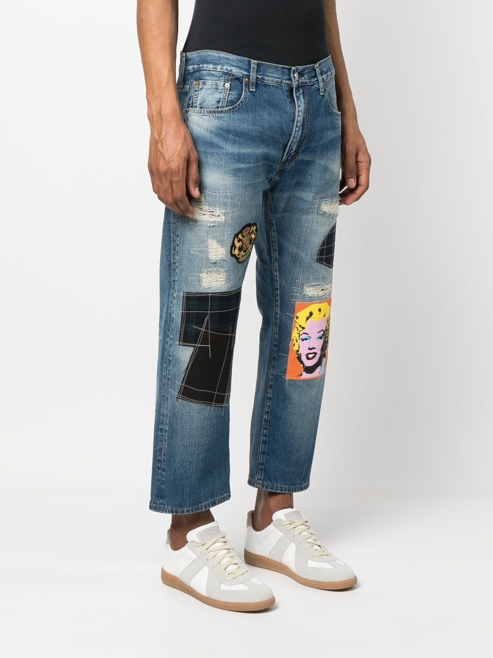 Patchwork cropped jeans - 3