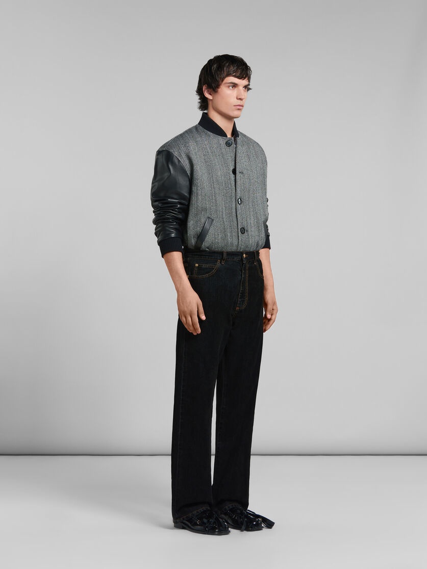 【関税＆送料込み】Marni Black Jeans With Tareped Leg And R Marni BLACK FLOCKED DENIM WIDE-LEG JEANS | REVERSIBLE