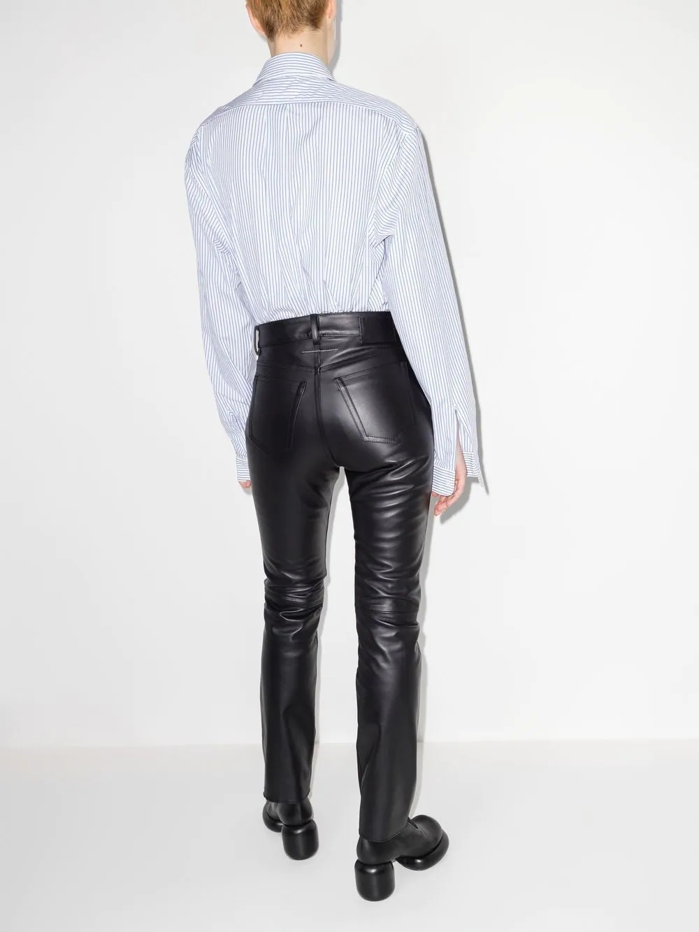 slim-fit leather trousers - 4