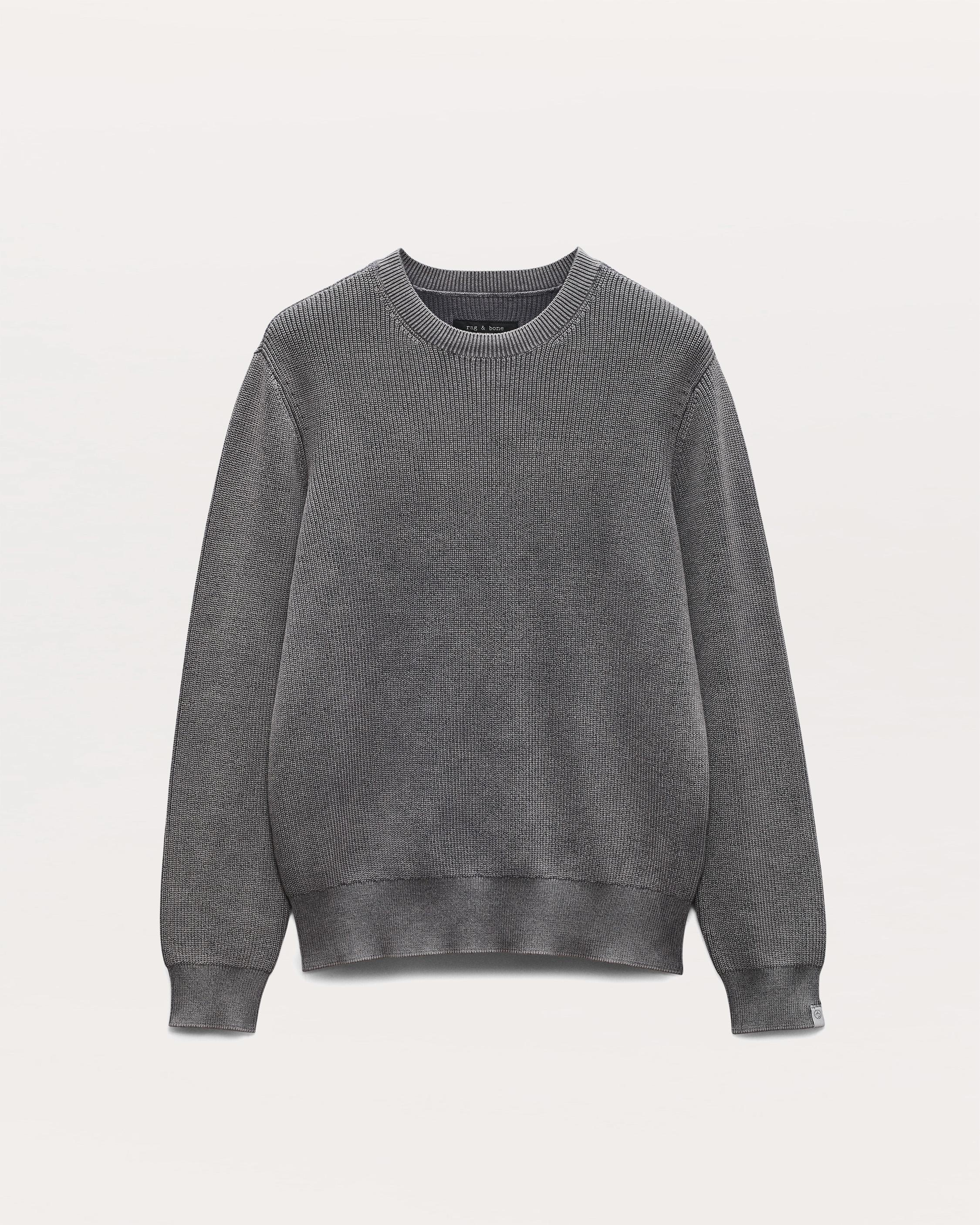 Acid-Wash Cotton-Blend Crewneck Sweater - 1
