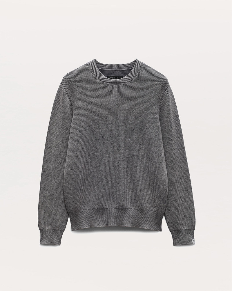 Acid-Wash Cotton-Blend Crewneck Sweater 1