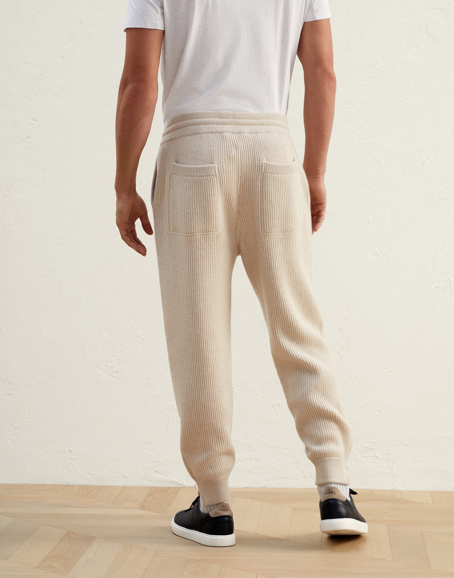 Cashmere English rib knit joggers with zipper cuffs - 2
