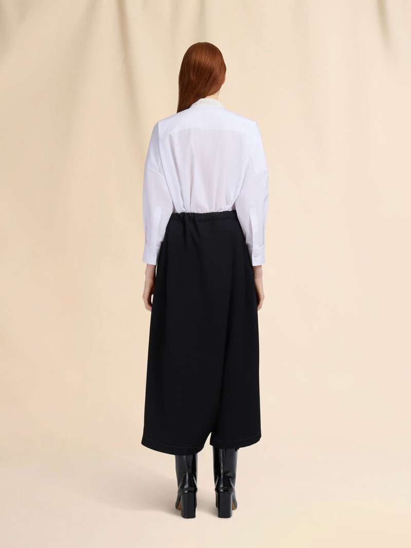 BLACK BATAVIA WOOL LOW-CROTCH TROUSERS 3