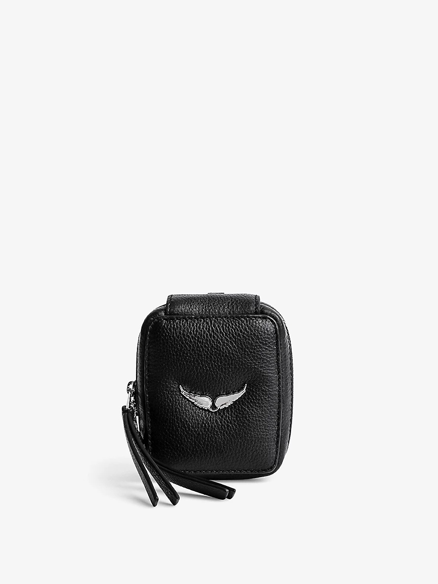 Swing Your Wings grained-leather pouch - 1