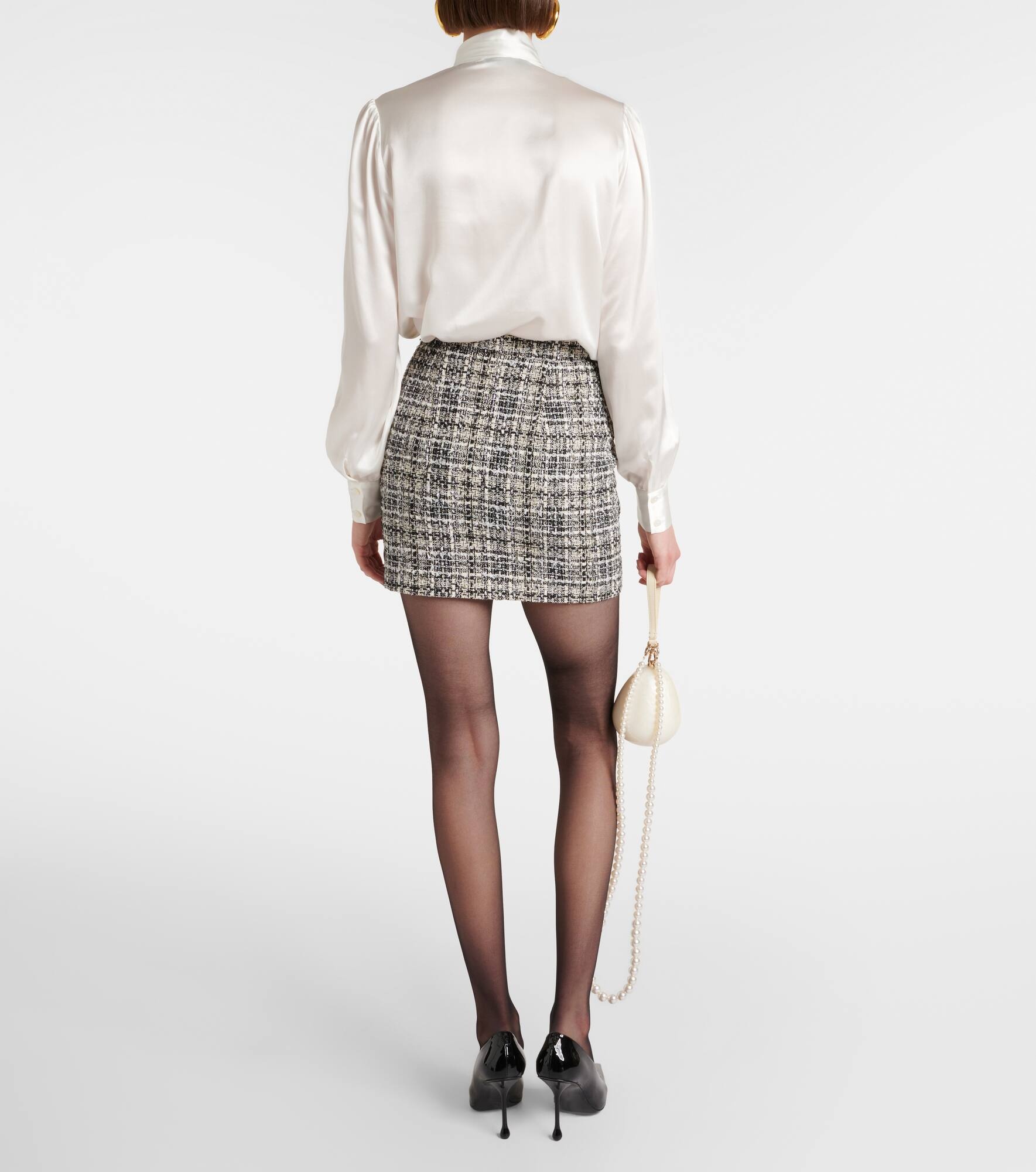 Checked lamé tweed miniskirt - 3