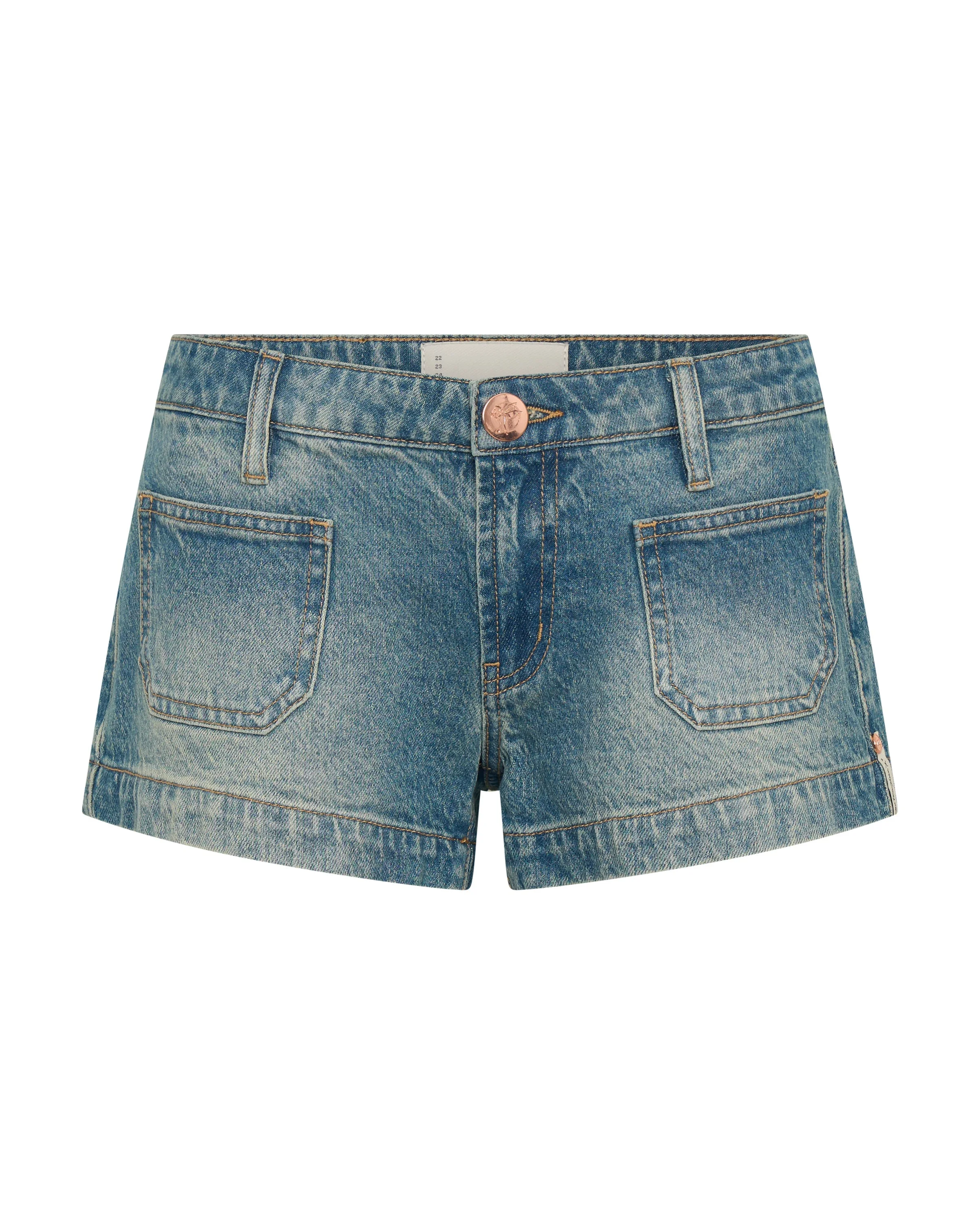 Retro Dukes Low Waist Mini Denim Shorts - Texas Blue - 1