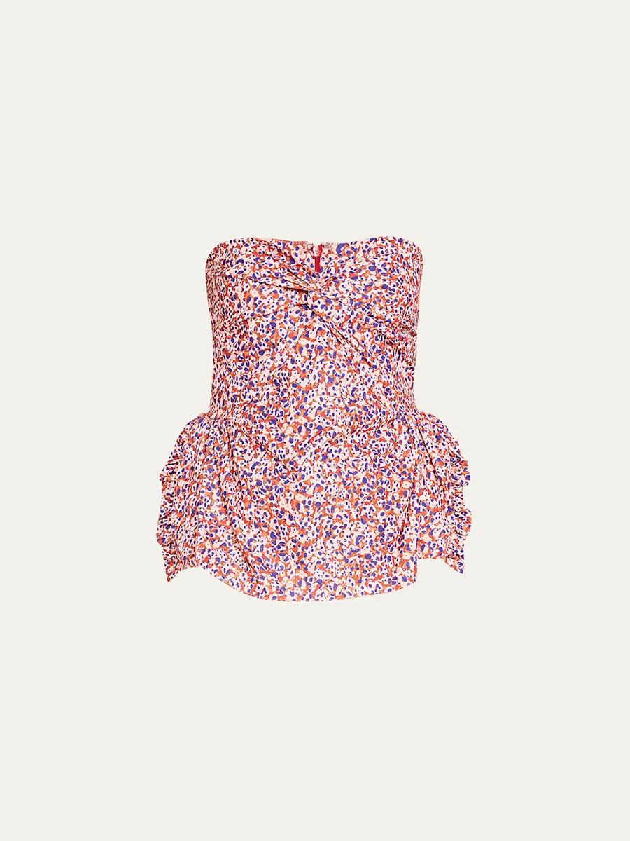 Tasha Dots Twill Peplum Top - 1