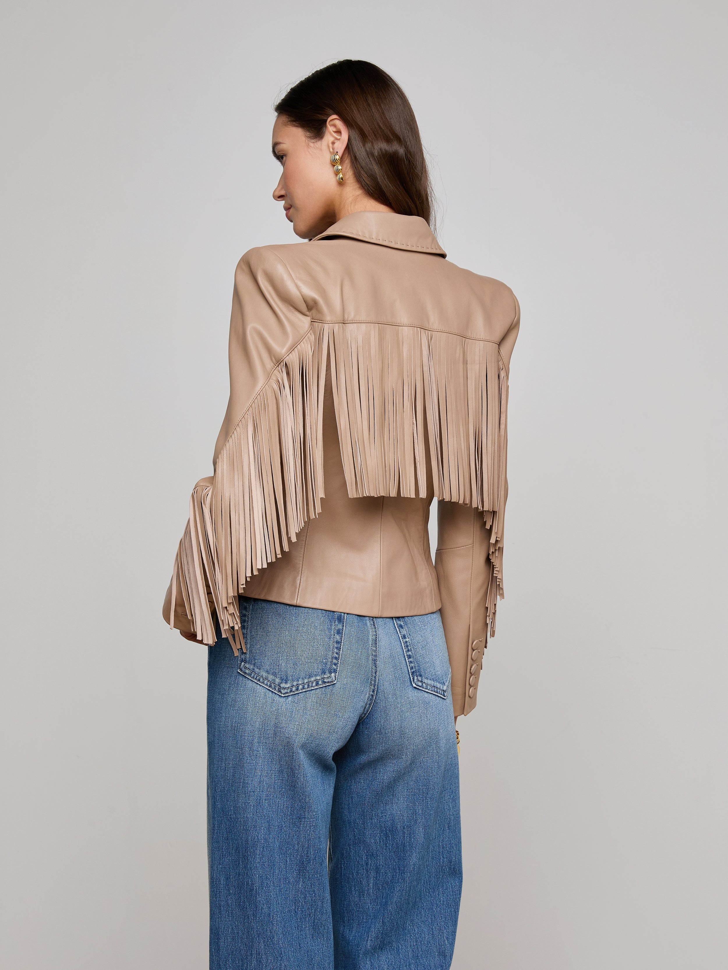 Vashti Fringed Leather Blazer - 6