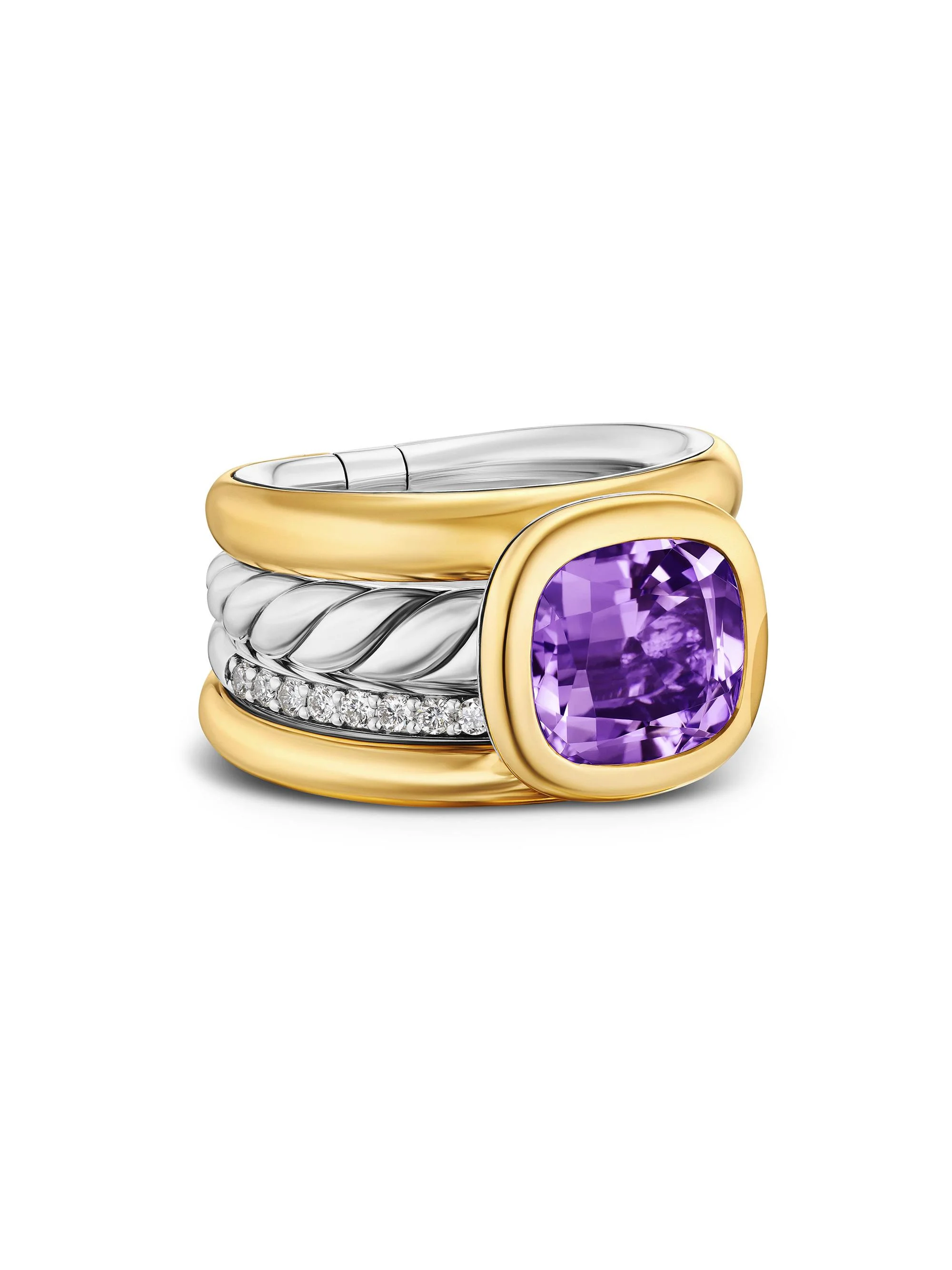 Women's DY Mercer Four Row Stone Ring in Sterling Silver - Amethyst - 1