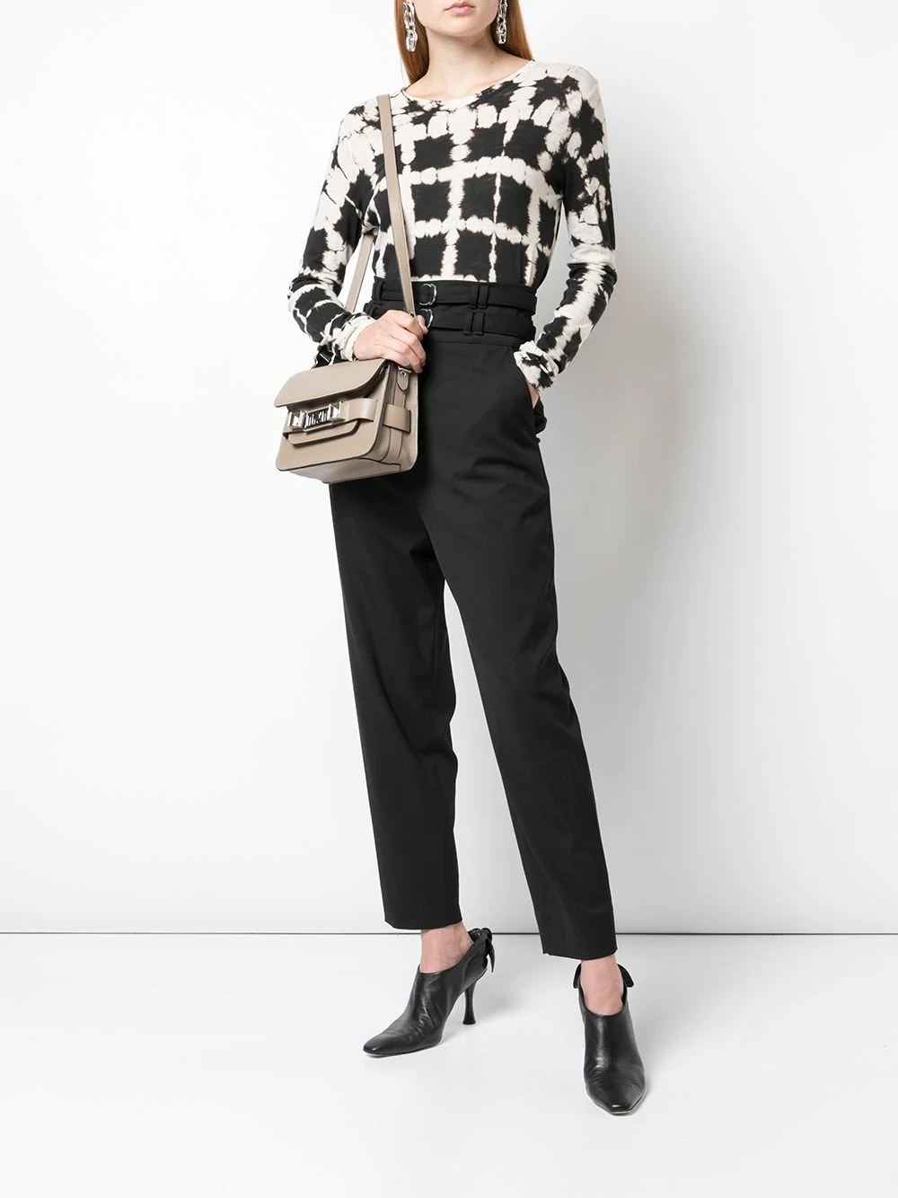 grid print longsleeved T-shirt - 2