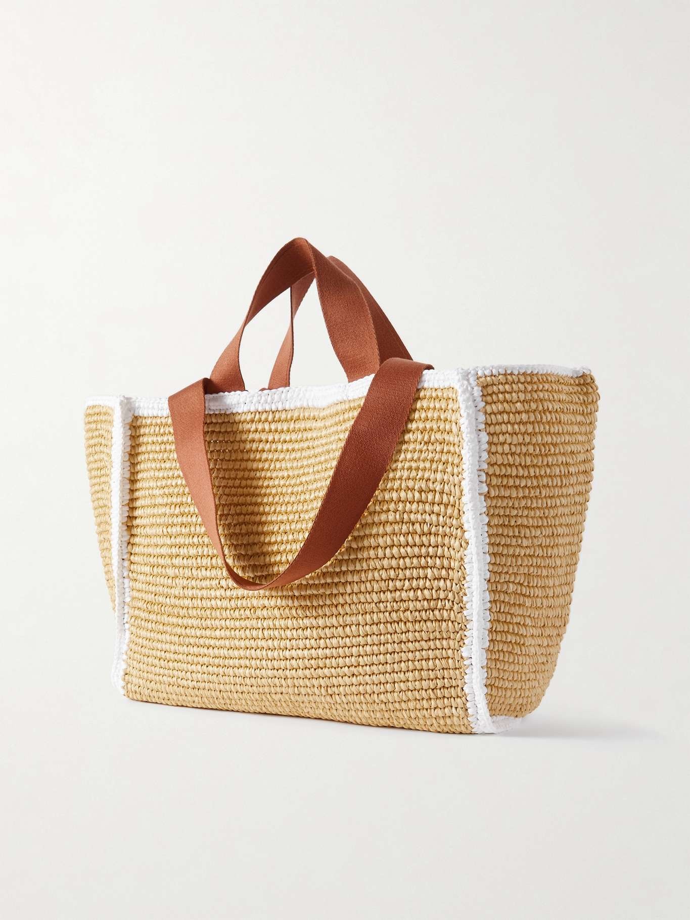 Marni Sillo medium webbing-trimmed embroidered raffia tote