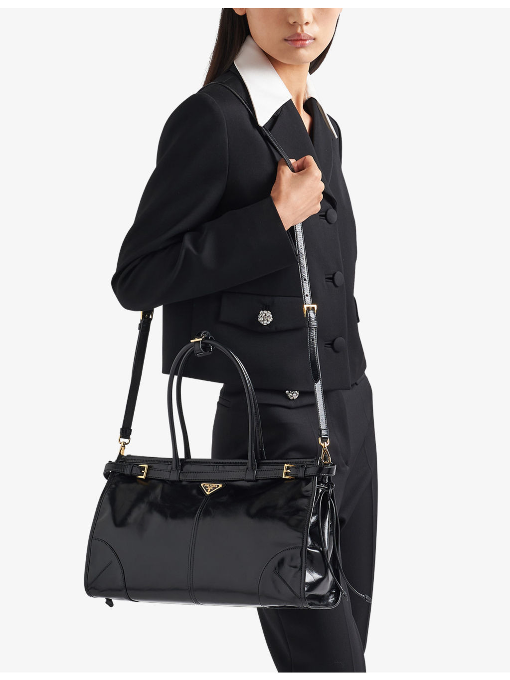 Logo-plaque large leather top-handle bag - 3
