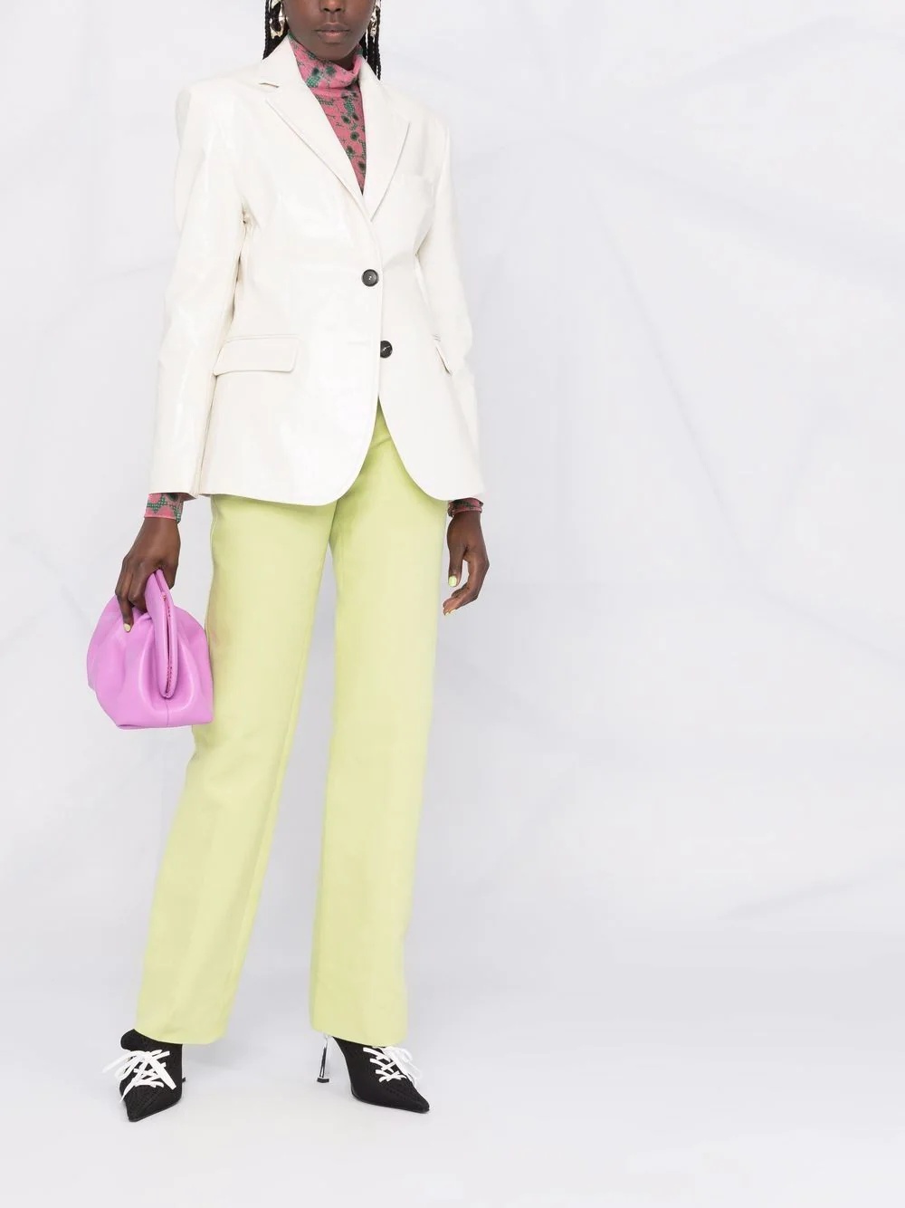 crackle-effect eco leather blazer - 2