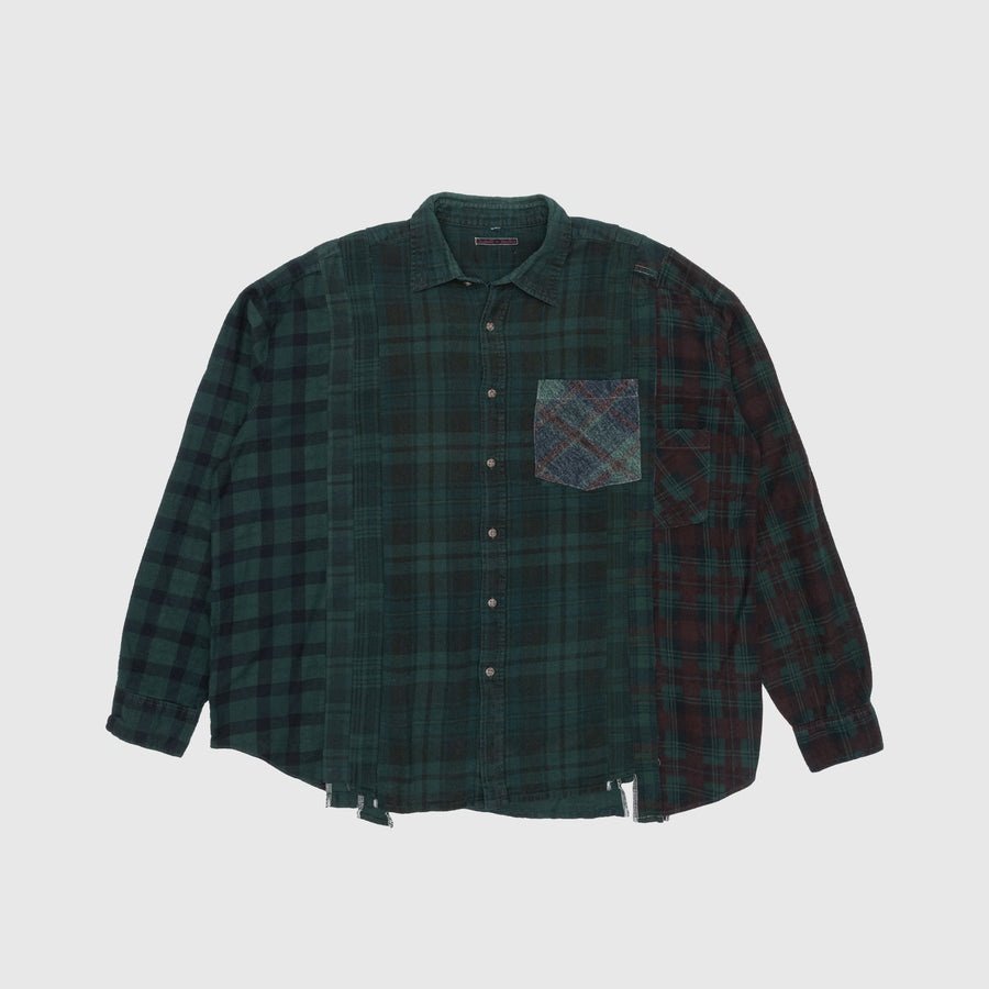 REBUILD BY NEEDLES 7 CUTS OVER DYE WIDE FLANNEL SHIRT - 1