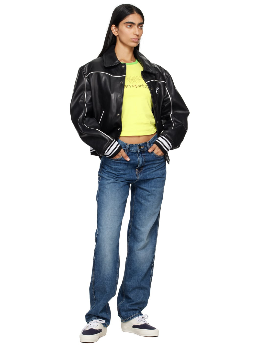 Black 'Sky High Entertainment' Leather Jacket - 4