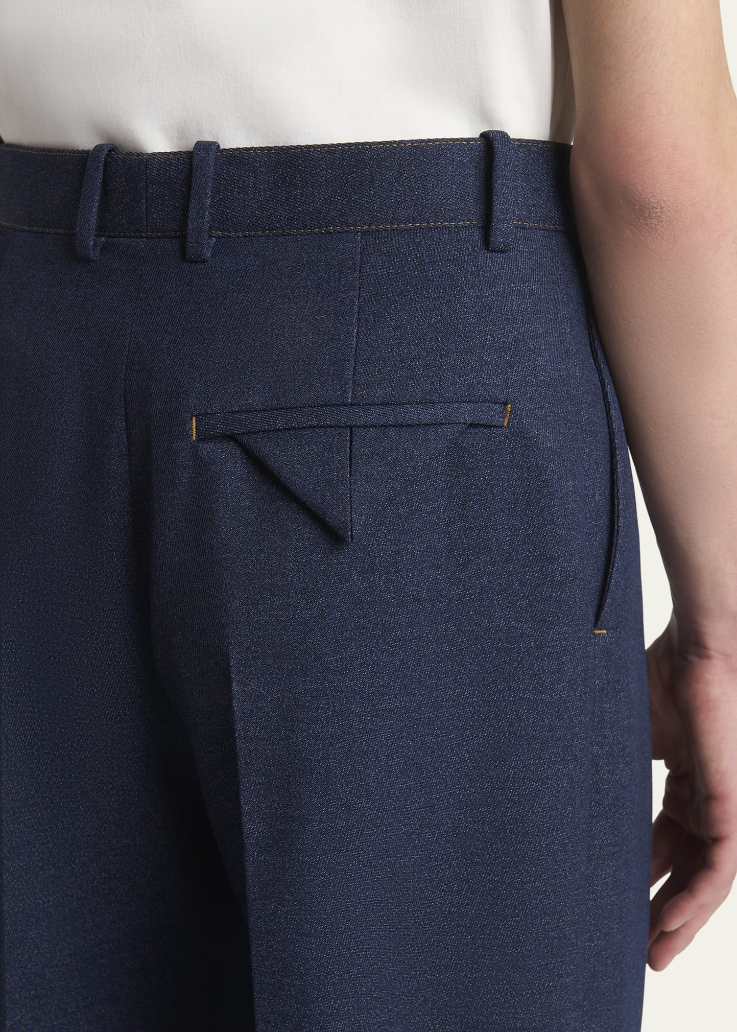 Men's Wide-Leg Melange Wool Drill Trousers - 5
