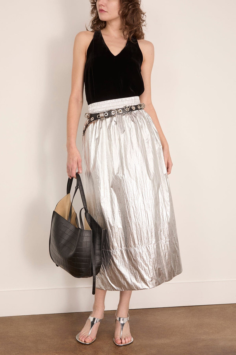 forte_forte Plain Velvet V Neck Top in Noir outlook