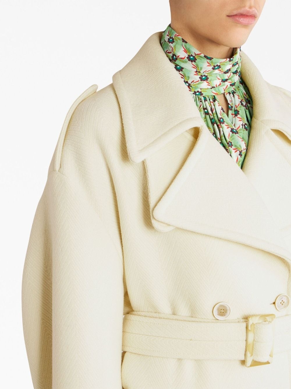 belted-waist double-breasted coat - 4