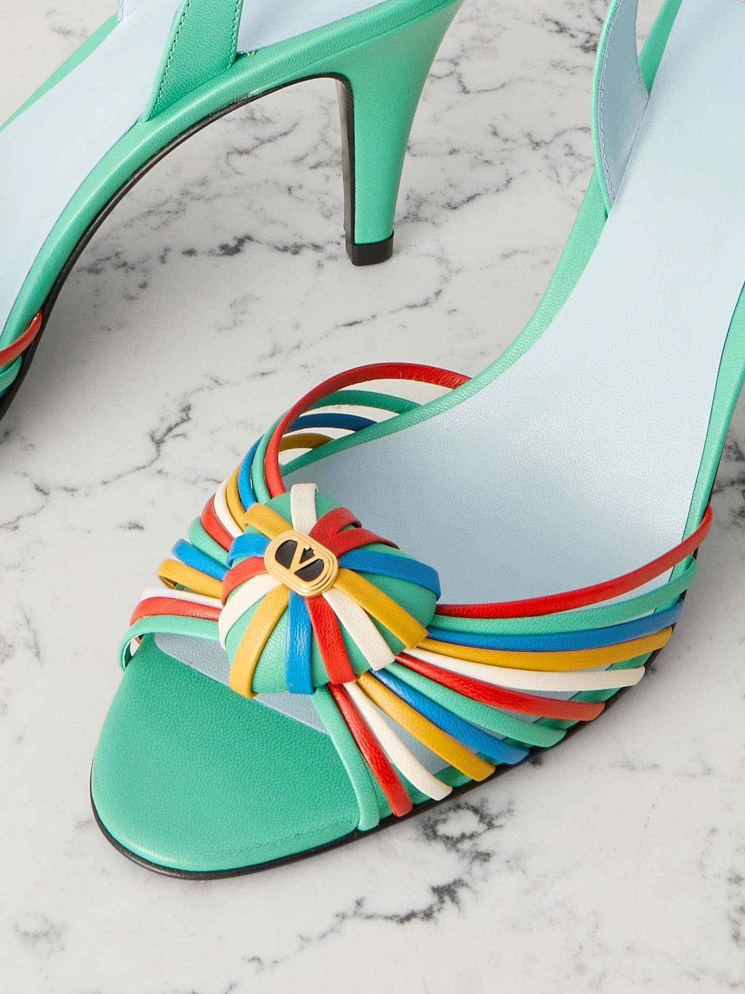 85 embellished leather slingback sandals Green - 4