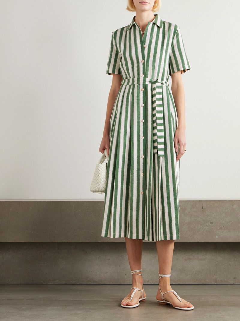 EMPORIO SIRENUSE Claudia Belted Striped Cotton Midi Dress outlook