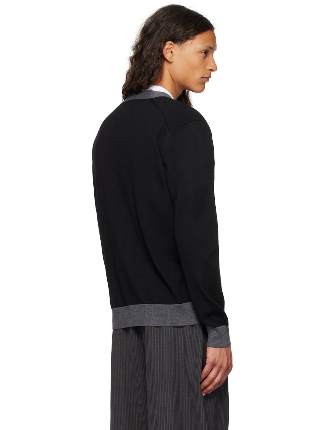 Black Bold Fox Head Cardigan - 3