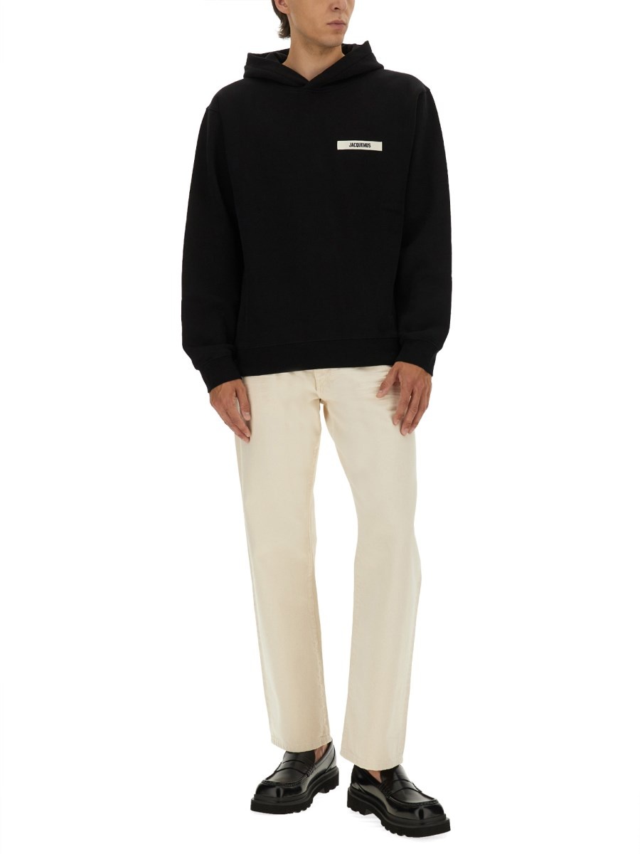 COTTON HOODED SWEATSHIRT WITH GROSGRAIN LOGO - 2