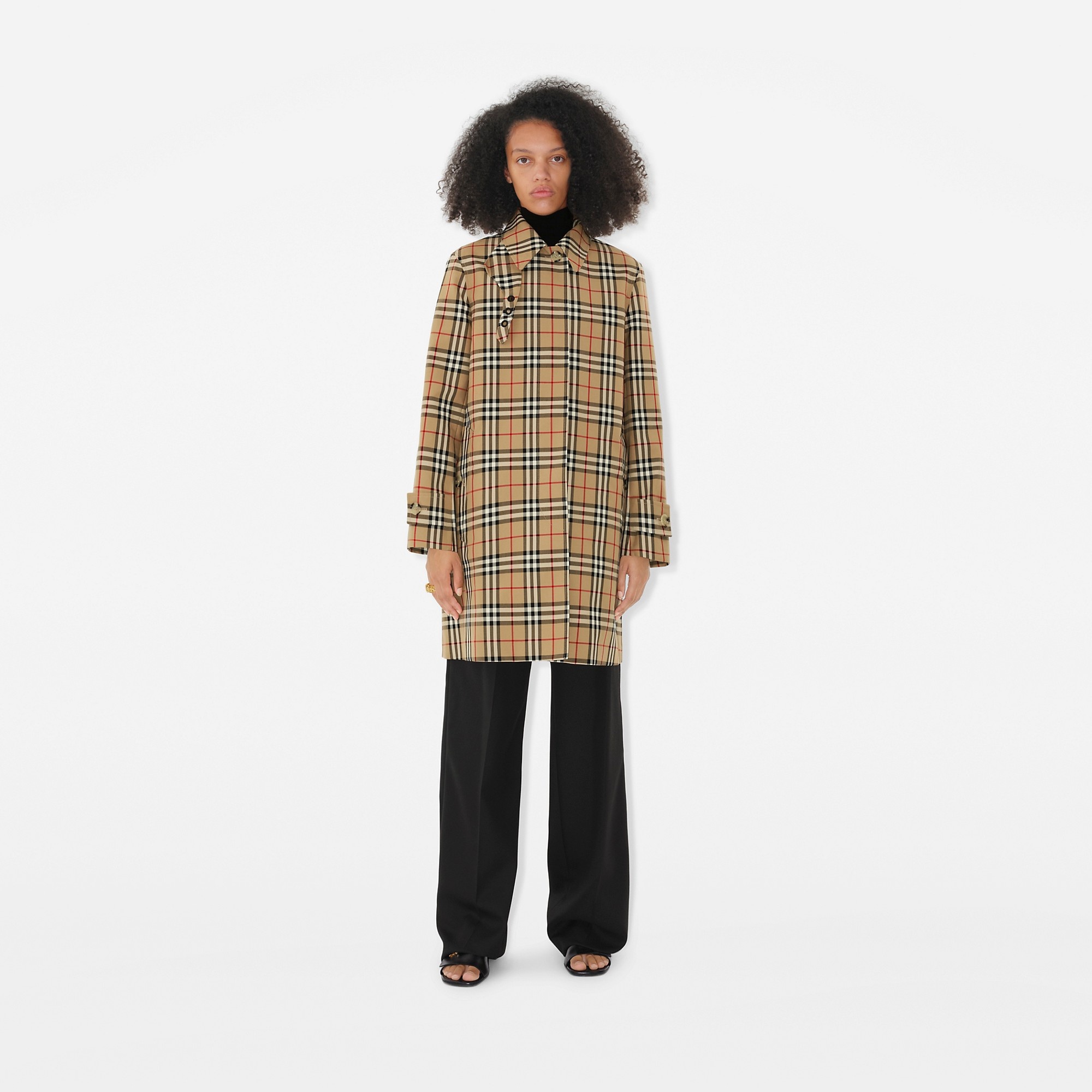 Check Cotton Car Coat - 2