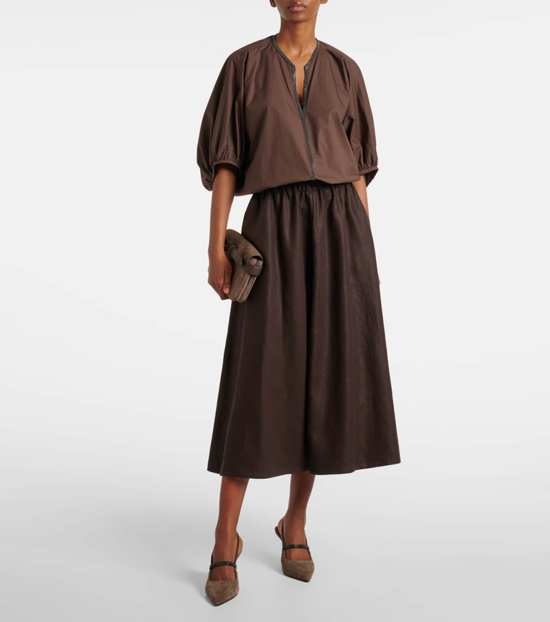 Brunello Cucinelli Linen midi skirt outlook