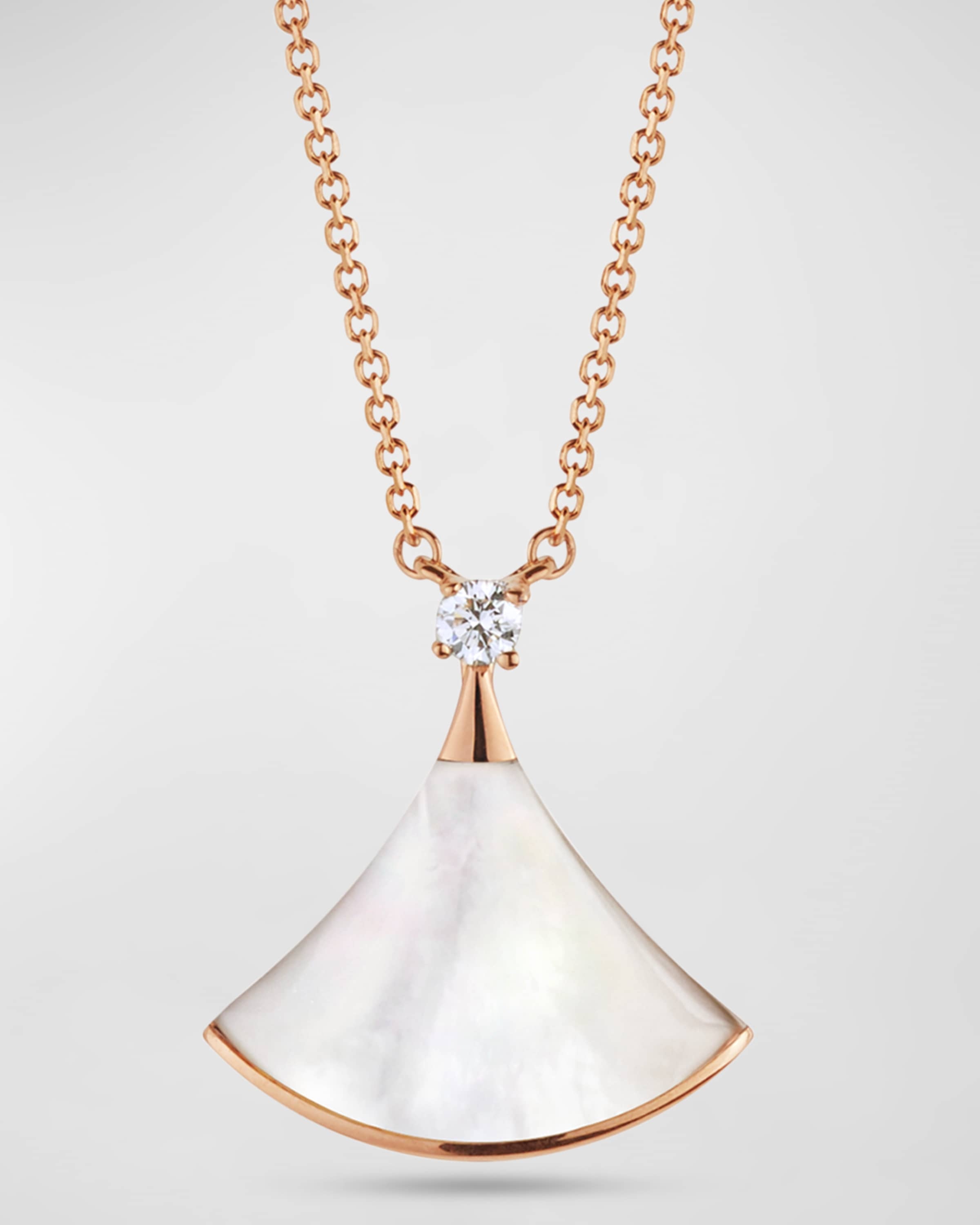 Divas' Dream Rose Gold Pendant Necklace with Mother-of-Pearl - 1